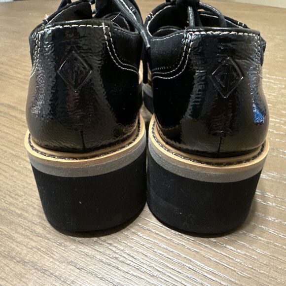 Donald Pliner Women's Black Loafer Wedge Size 6M Tandi Crinkle Patent Suede - Picture 4 of 9